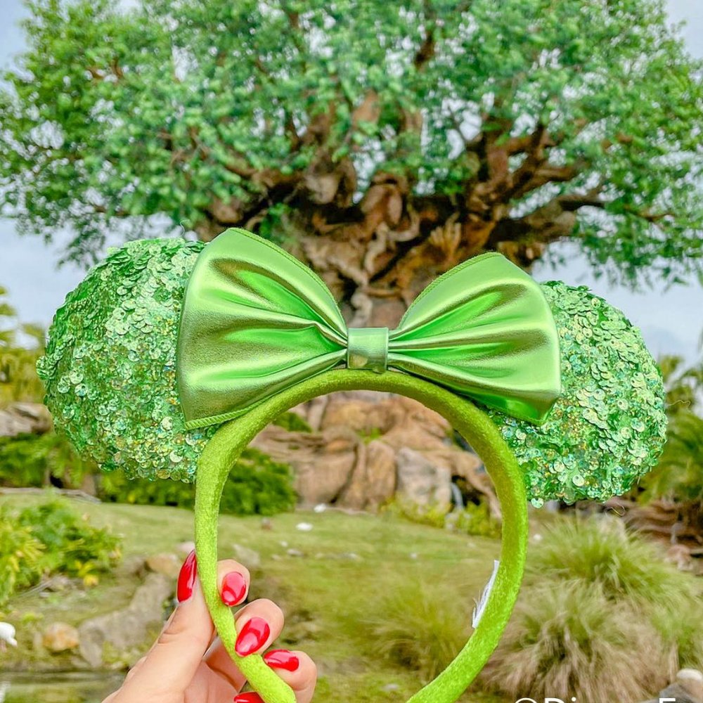Minnie Mouse Sequined Ear Headband with Bow for Adults – Kelly Green